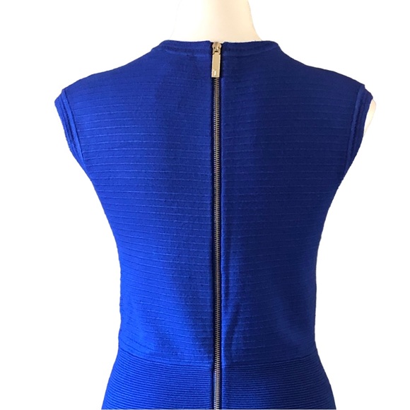 Ted Baker Royal Blue Zaralia Fit & Flare Knit Dress Full Skirt Bodice Cut Outs - Picture 5 of 15